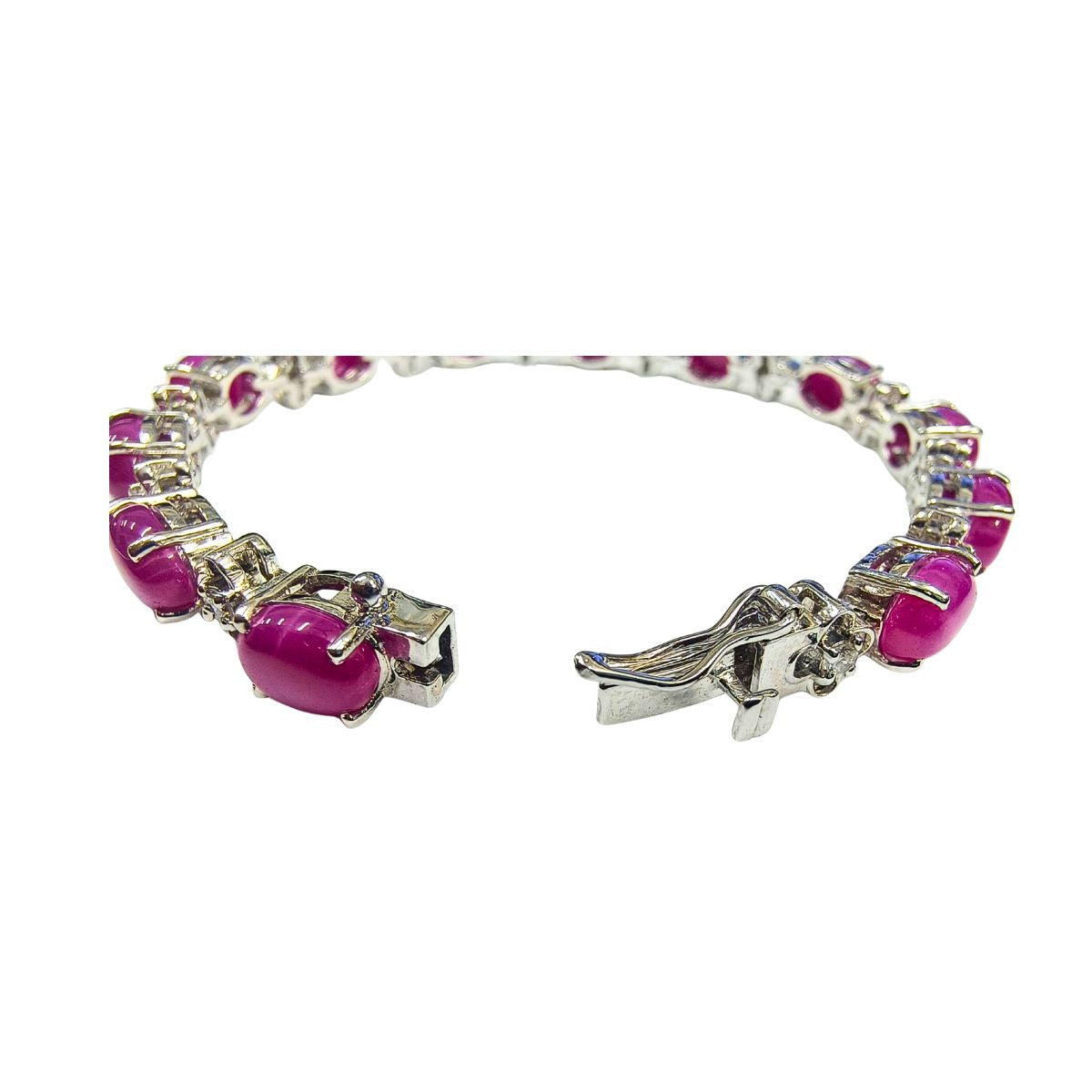 Refined Red Lundi Gemstone Silver Bracelet