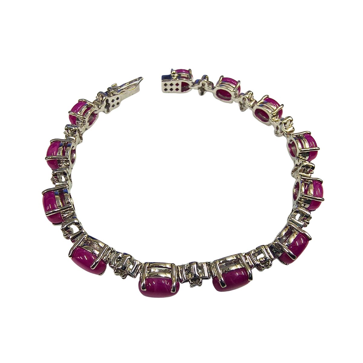 Refined Red Lundi Gemstone Silver Bracelet