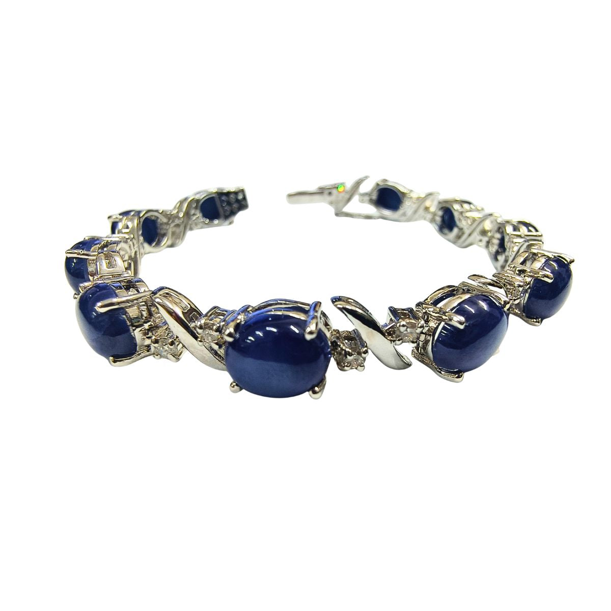 Blue Lundi & Lab Diamond Sterling Silver Bracelet