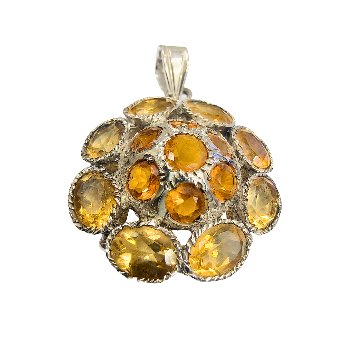 Sunburst Yellow Topaz Cluster Pendant