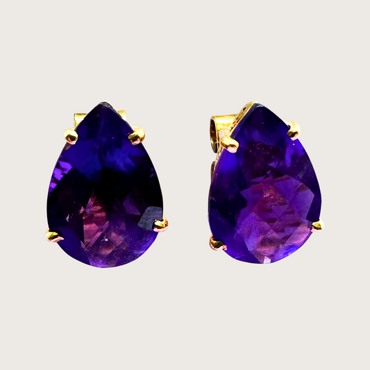 Modern Majesty – 18K Gold Amethyst Earrings