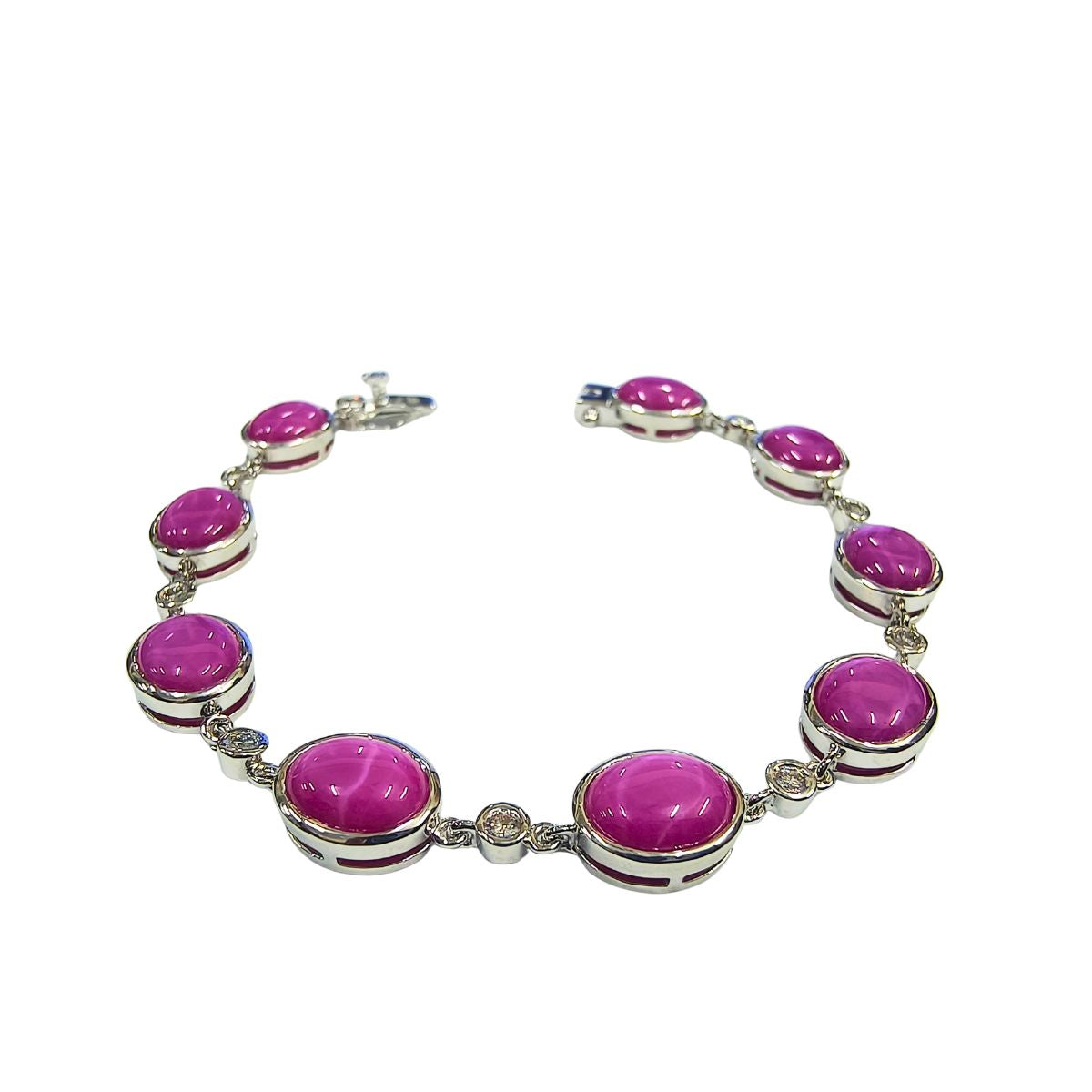Red Lundi & Lab Diamond Sterling Silver Bracelet