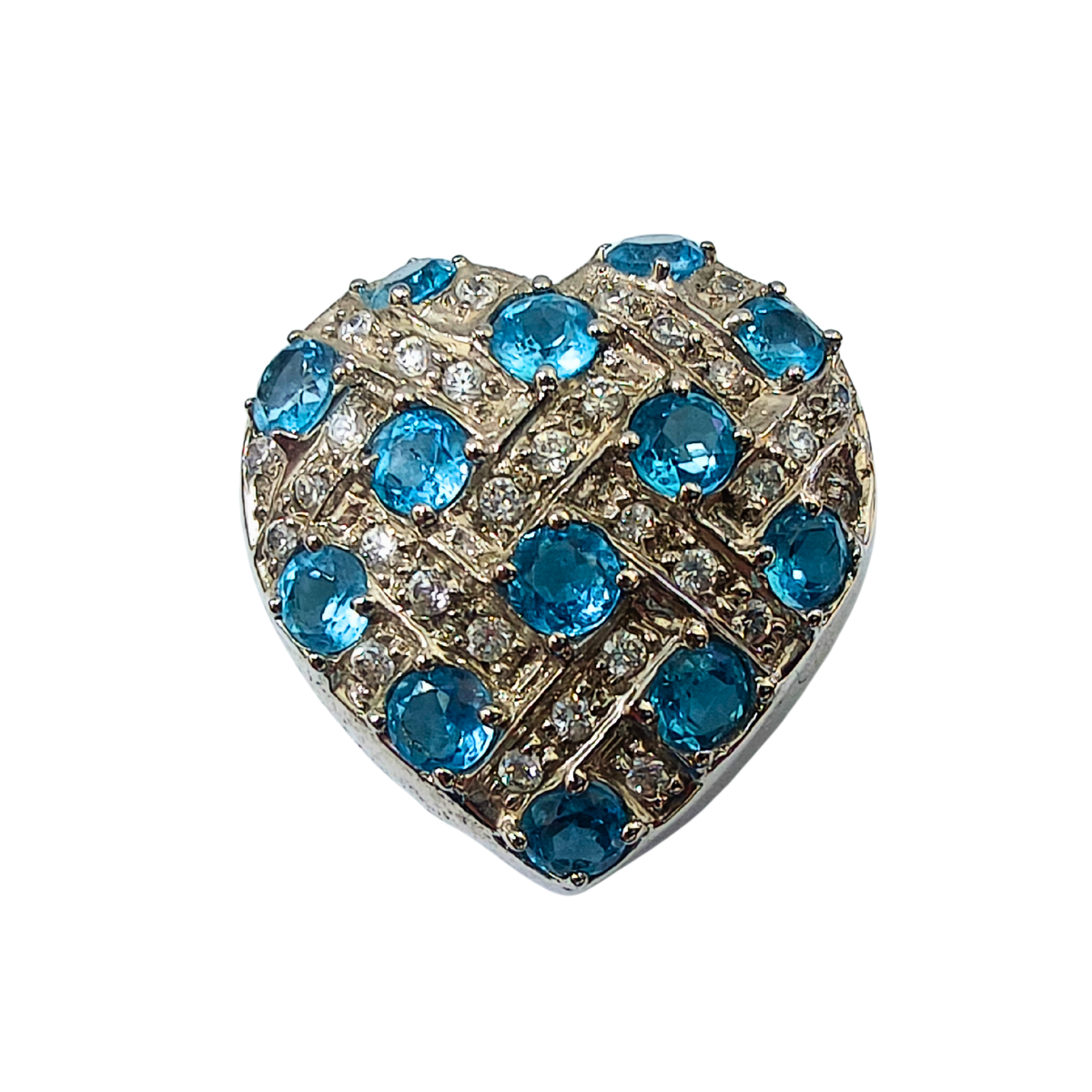 Heart Blue Topaz Pendant with Zirconia Sparkle