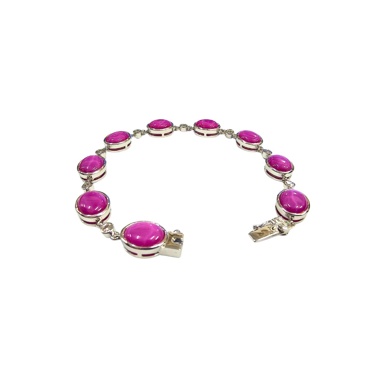 Red Lundi & Lab Diamond Sterling Silver Bracelet