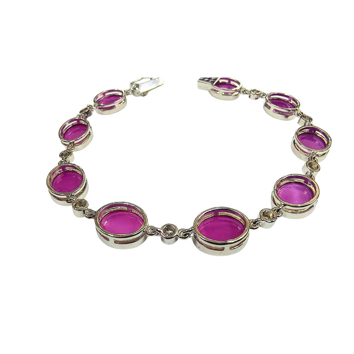 Red Lundi & Lab Diamond Sterling Silver Bracelet