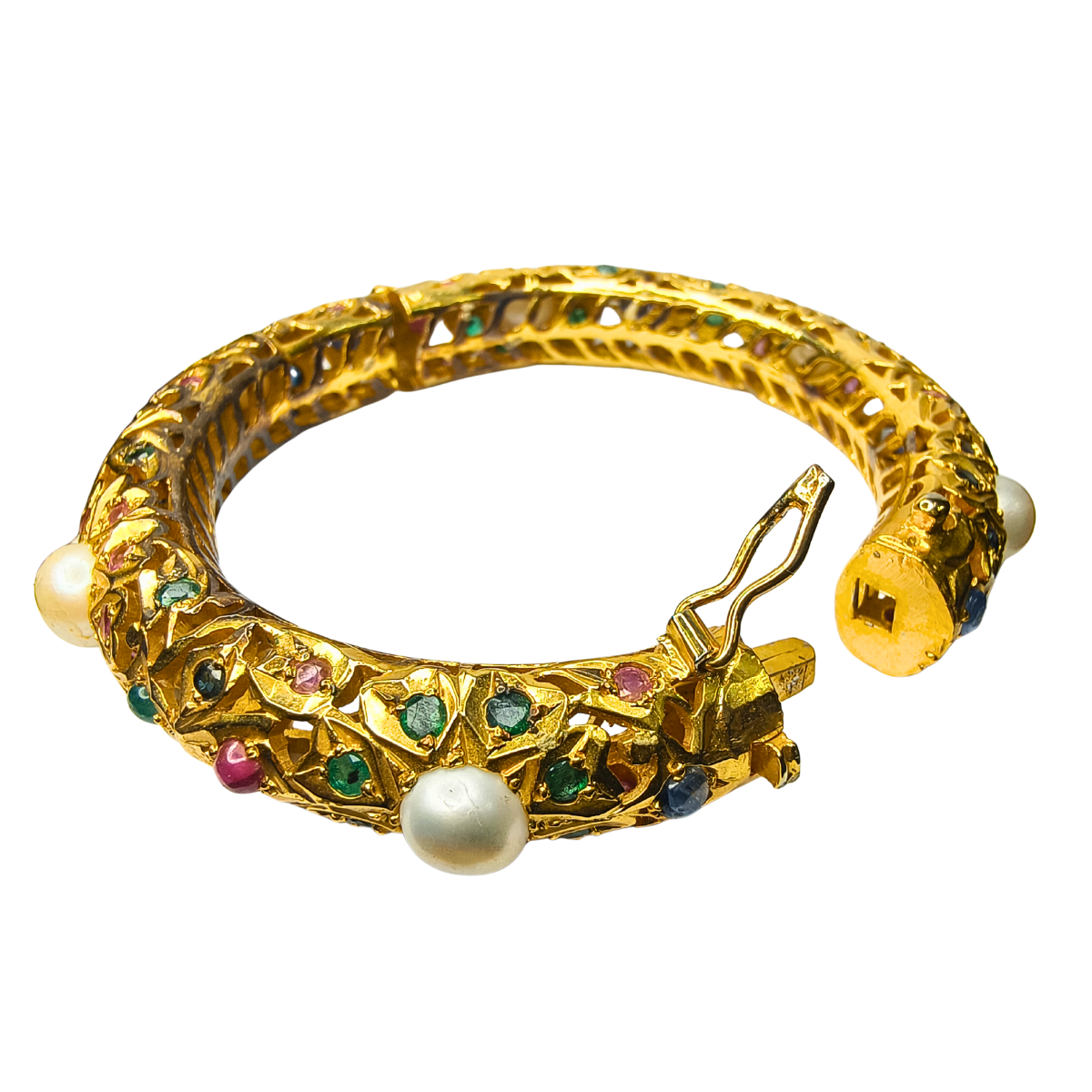 Heritage Sadhikari Pearl Bangles in Gold-Plated Silver