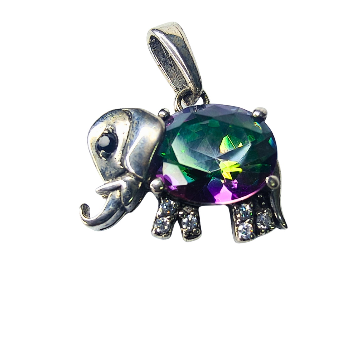 Elephant Charm Pendant with Alexandrite & Zirconia