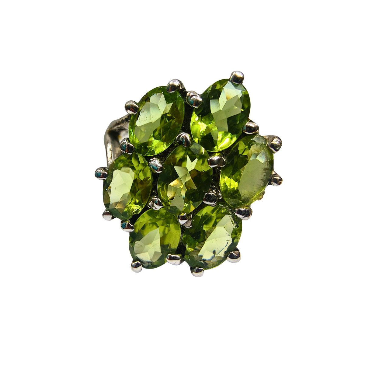 Celestial Green Peridot Cluster Statement Ring