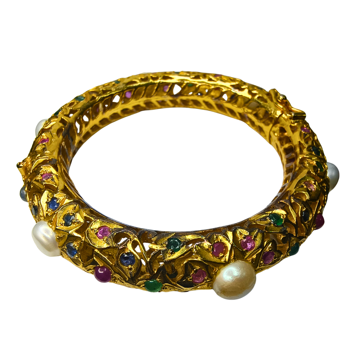 Heritage Sadhikari Pearl Bangles in Gold-Plated Silver
