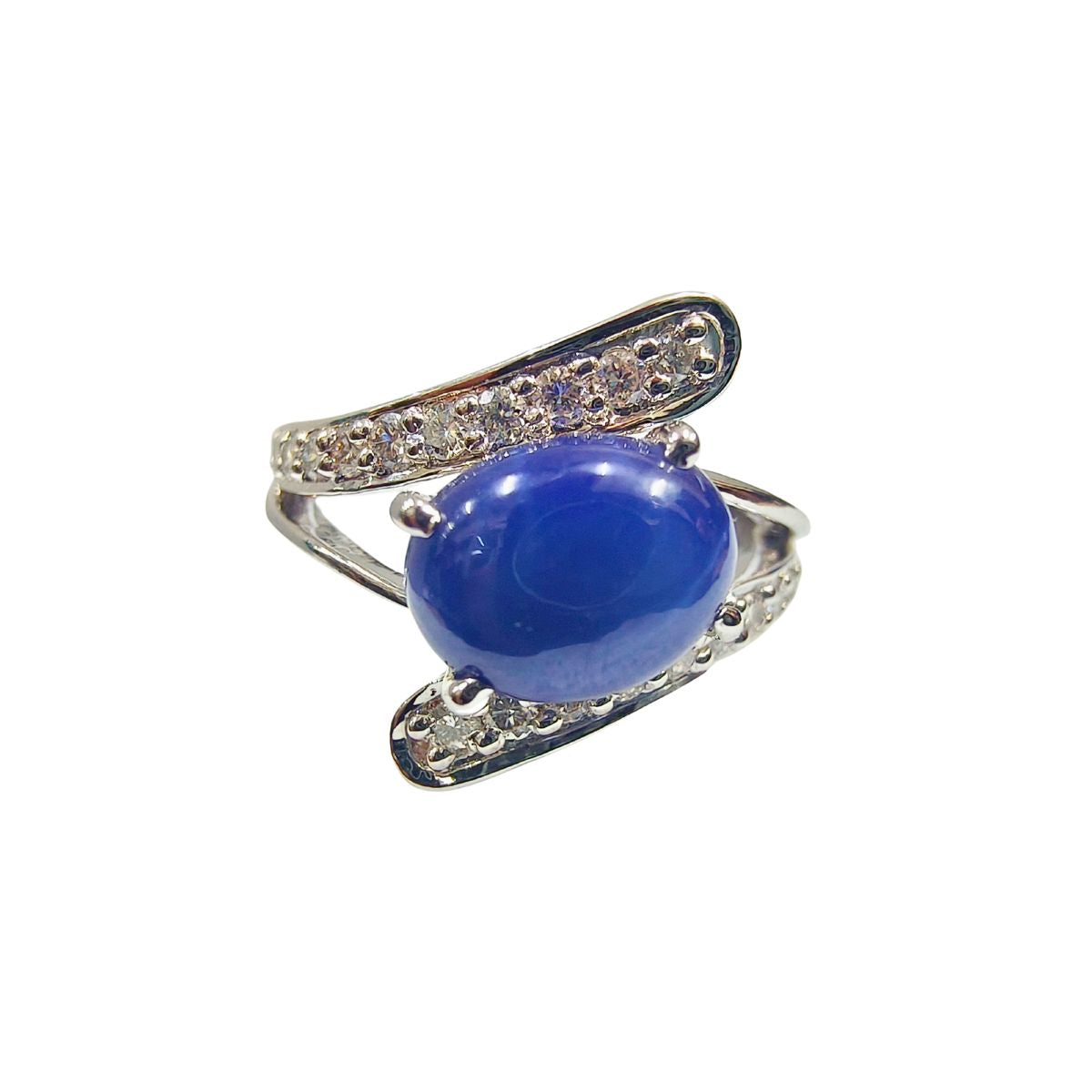 Elegant Lundi Blue Star Lab Diamond Silver Ring