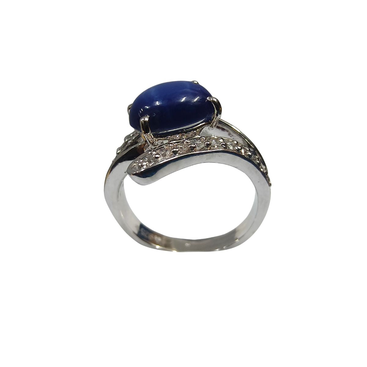 Elegant Lundi Blue Star Lab Diamond Silver Ring
