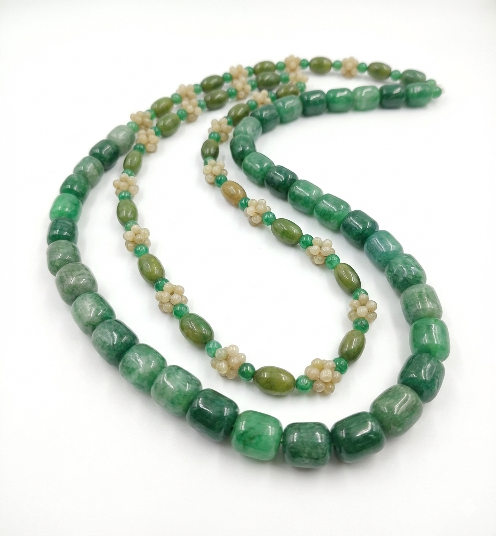 Shaded Green Jade Bead Necklace