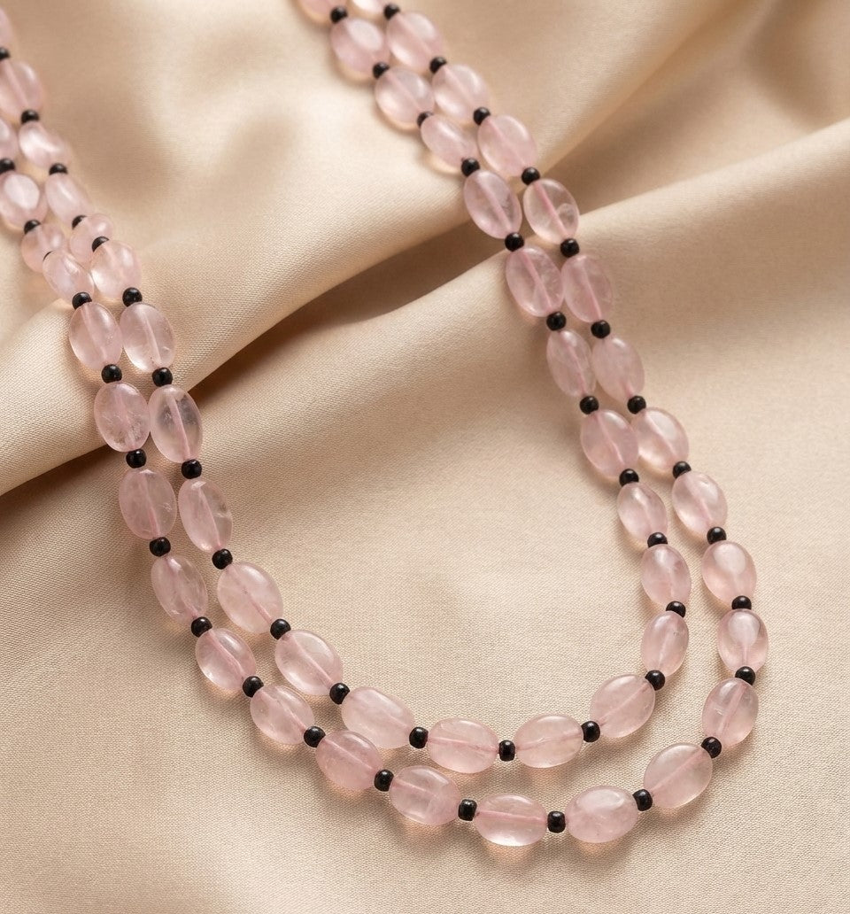 Blush Glow Rose Quartz Bead Necklace