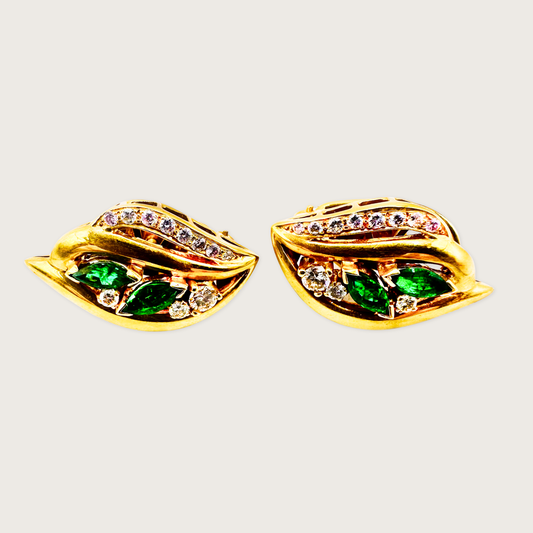 Enchanted Emerald Diamond Eartop in 18K Gold