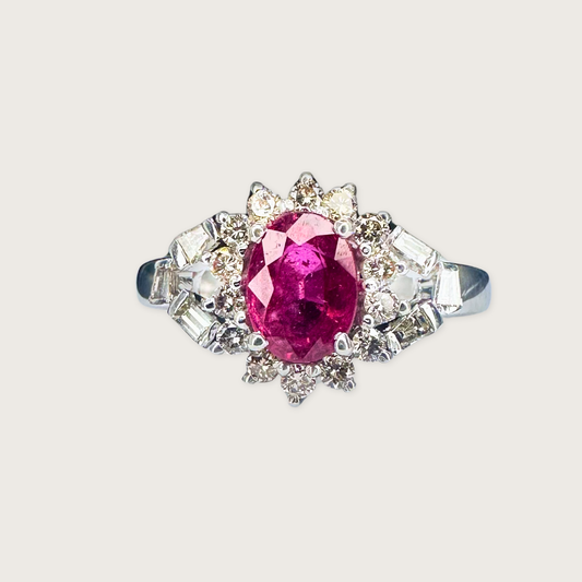 Radiant Legacy - Ruby & Diamond in 18K White Gold Ring