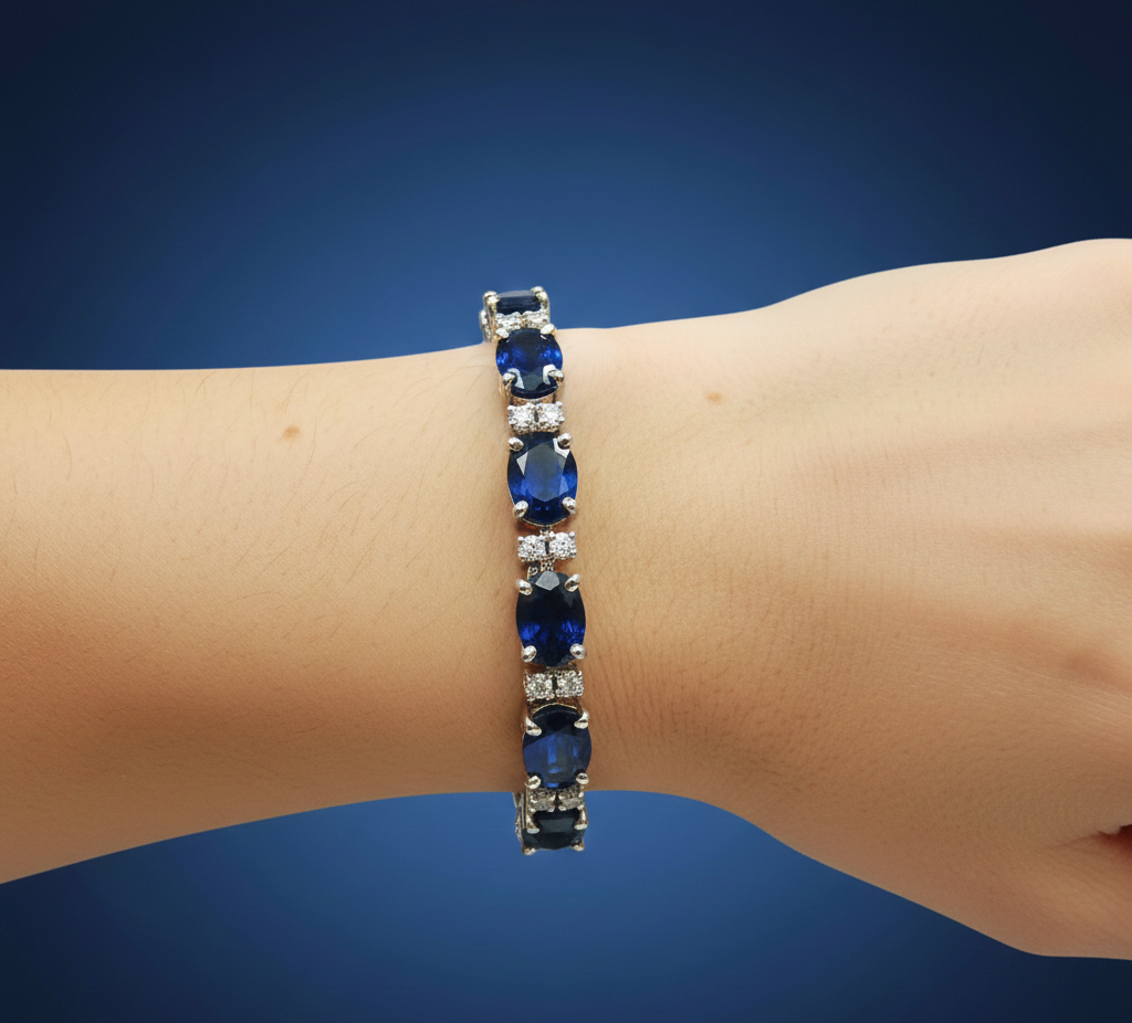 Sophisticated Sapphire & Lab Diamond Bracelet