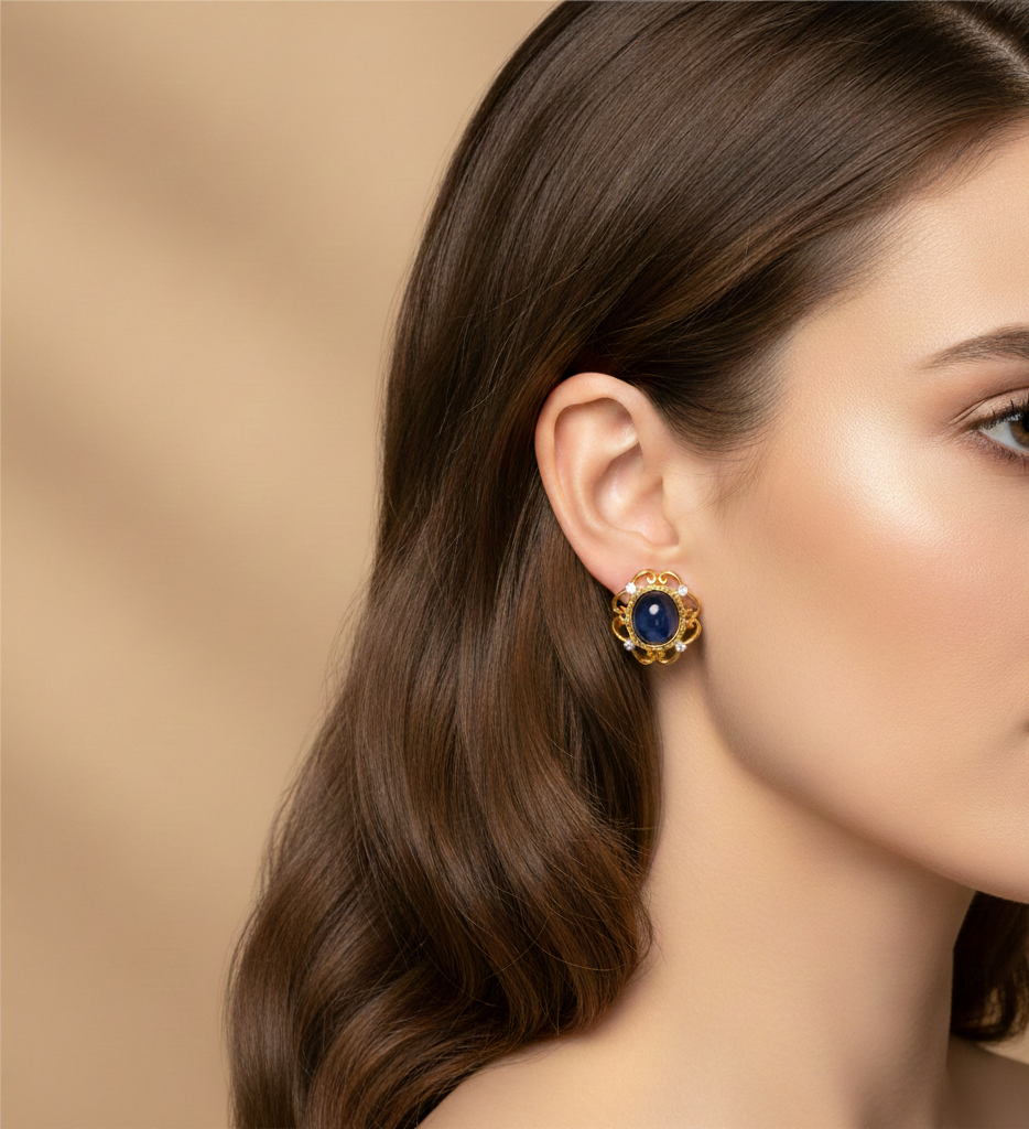 Lundi Star Gold-Plated Silver Eartops Studded with Zirconia