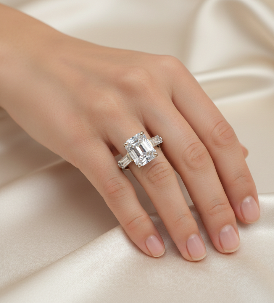 Elegant Rectangle Baguette Zirconia Ring