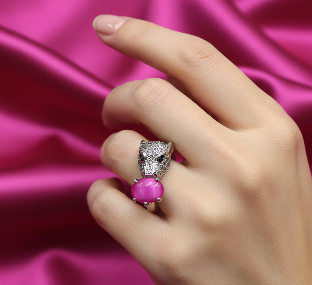Lion Face Ring with Lundi Star & Lab Diamonds