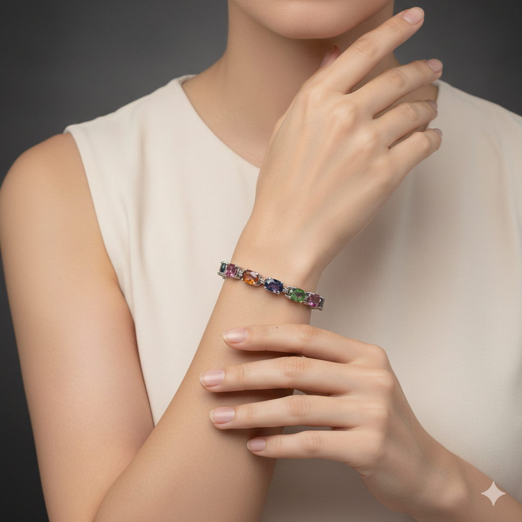 Rainbow Tourmaline Gemstone Bracelet