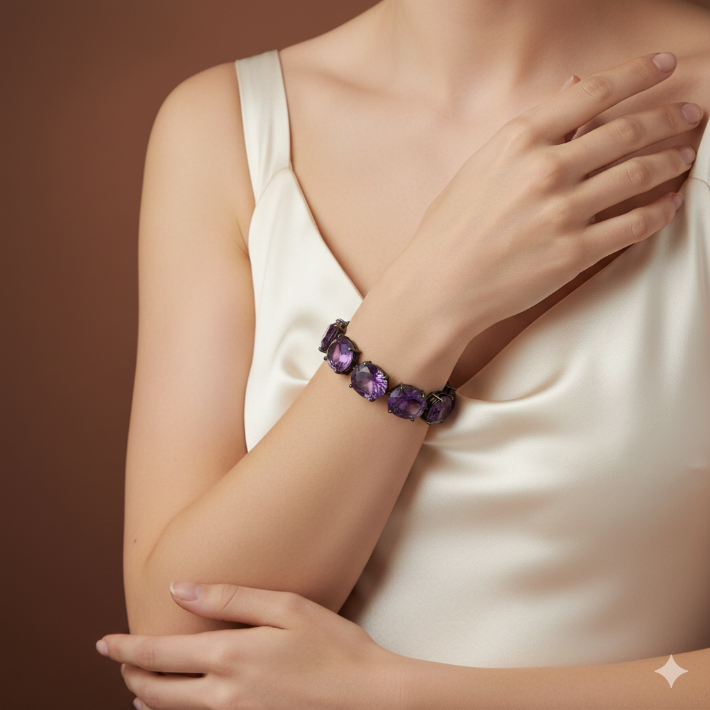 Regal Oval-Cut Amethyst Bracelet