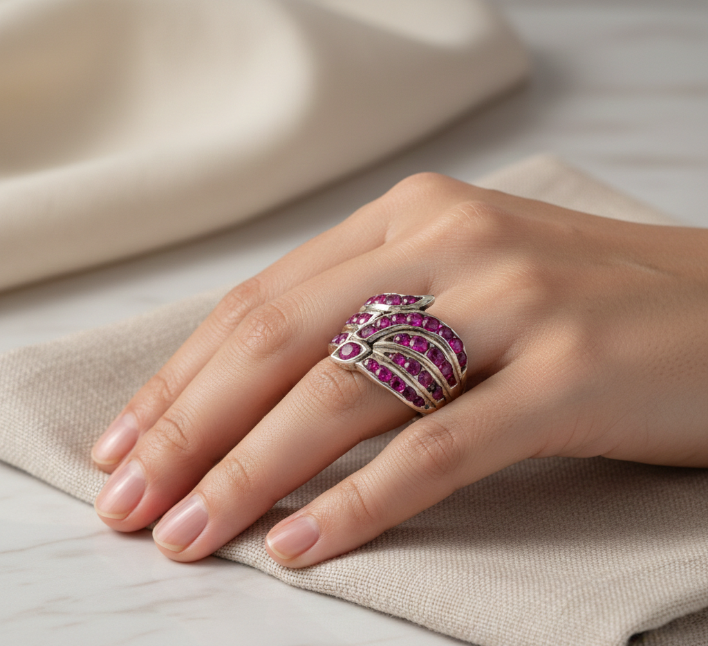 Regal Layered Ruby Statement Ring