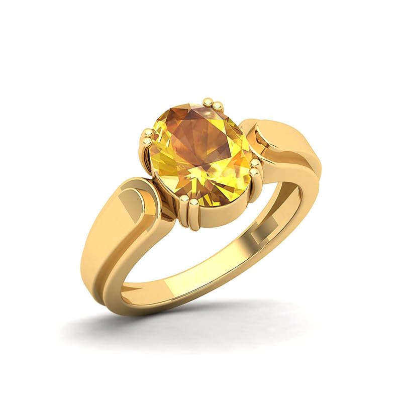 Certified Yellow Sapphire Pukhraj Gold Ring