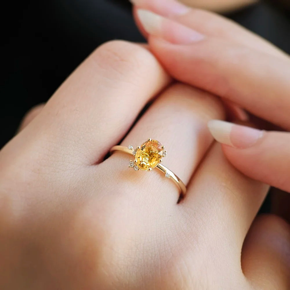 Certified Yellow Sapphire Pukhraj Gold Ring